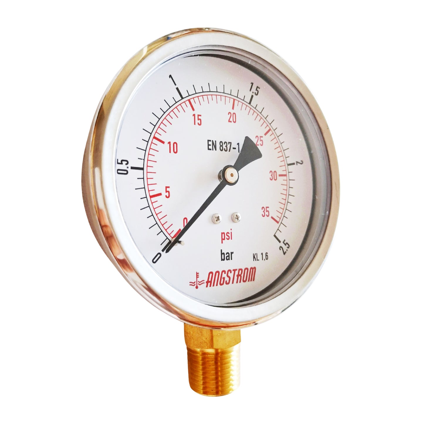 Angstrom pressure gauge, dial 100mm, lower mount, 2.5bar