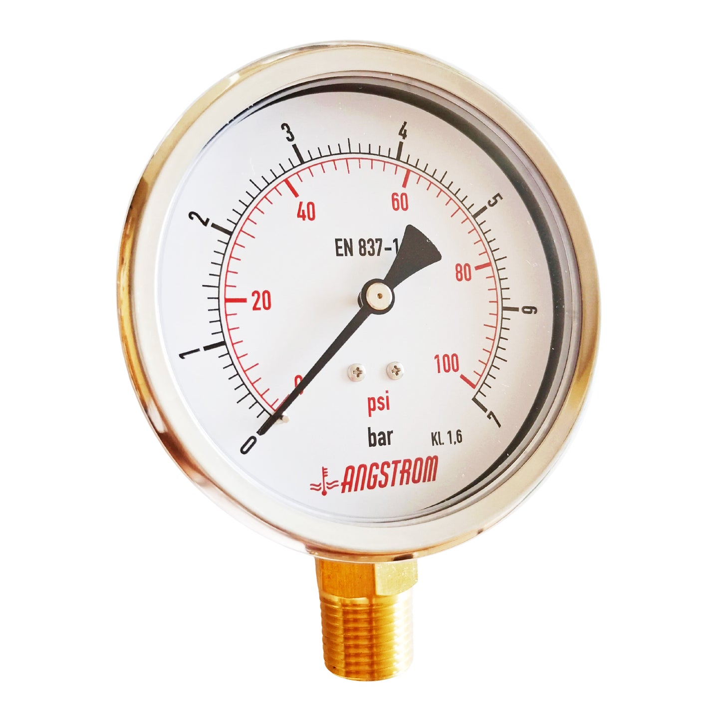 Angstrom pressure gauge, dial 100mm, lower mount, 7bar
