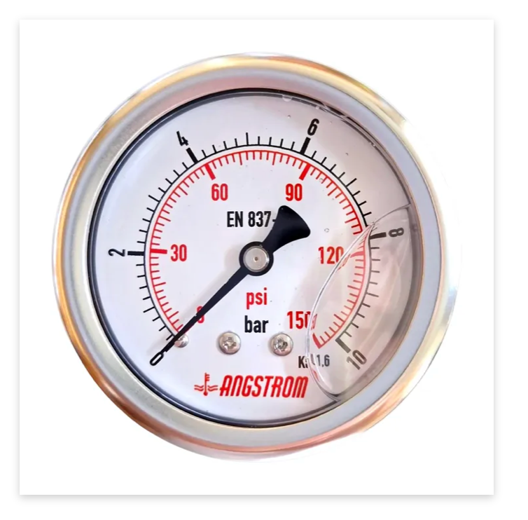 Angstrom pressure gauge, dial 63mm, center back mount, 10bar