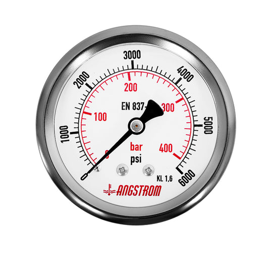 Angstrom pressure gauge, dial 63mm, center back mount, 6000psi
