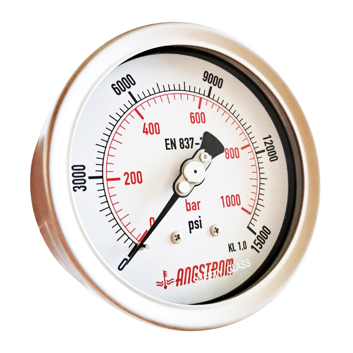 Angstrom pressure gauge full stainless steel, dial 100mm, lower back mount,  1000bar