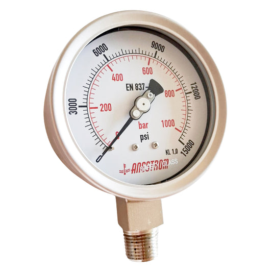 Angstrom pressure gauge full stainless steel, dial 100mm, lower mount,  1000bar
