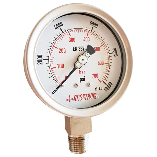 Angstrom pressure gauge full stainless steel, dial 100mm, lower mount,  700bar