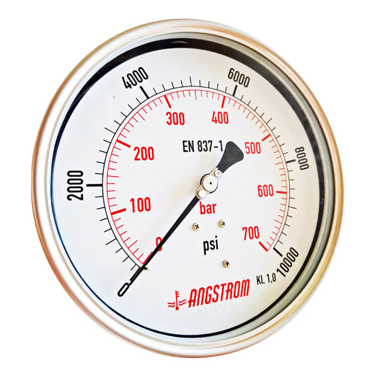 Angstrom pressure gauge full stainless steel, dial 160mm, lower back mount,  700bar