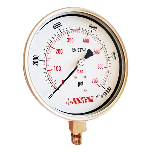 Angstrom pressure gauge full stainless steel, dial 160mm, lower mount,  10000psi