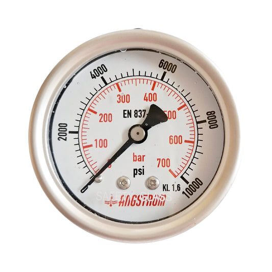 Angstrom pressure gauge full stainless steel, dial 63mm, center back mount,  700bar