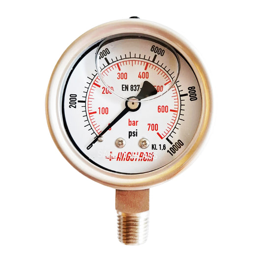 Angstrom pressure gauge full stainless steel, dial 63mm, lower mount,  700bar