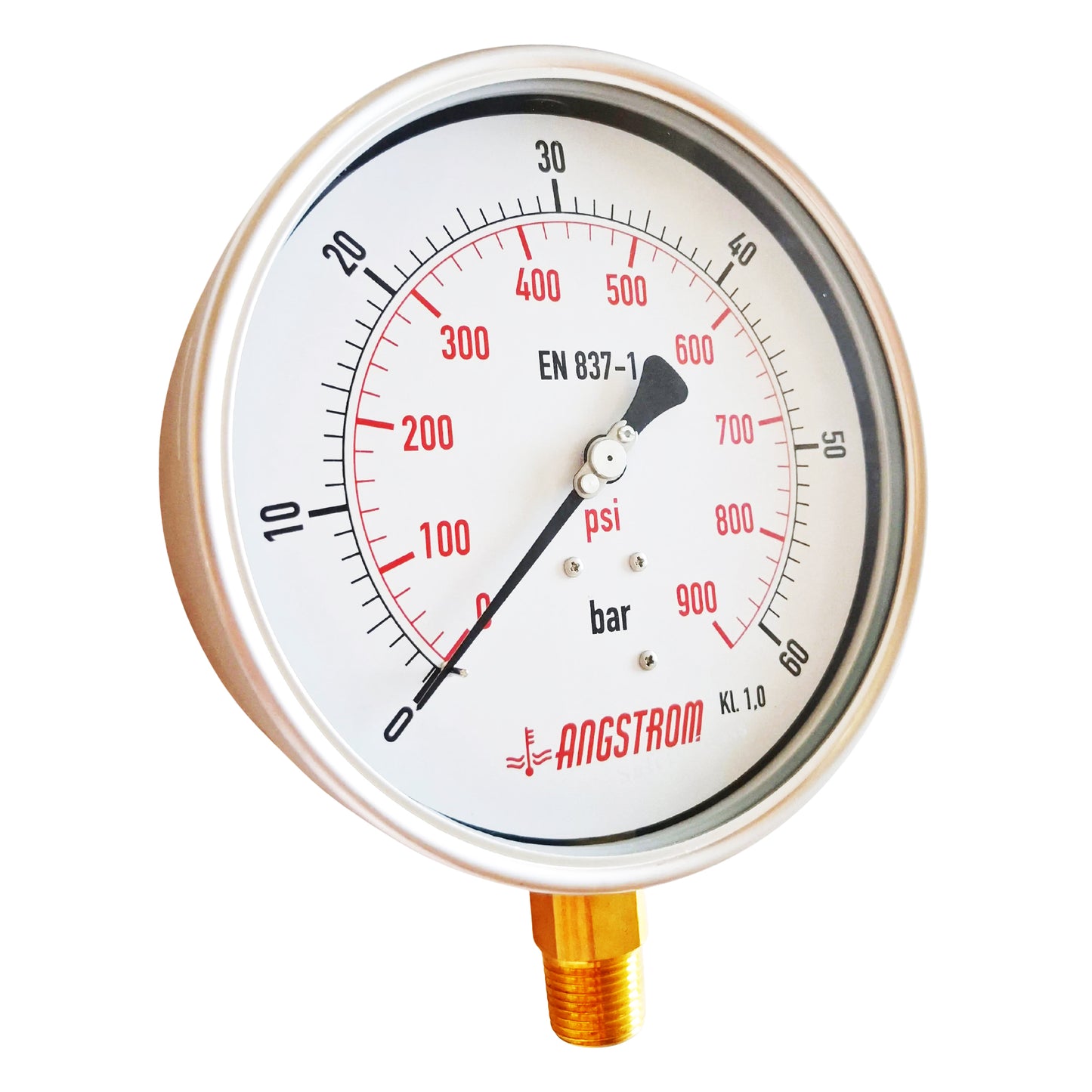 Angstrom pressure gauge, heavy duty, dial 160mm, lower mount, 60bar