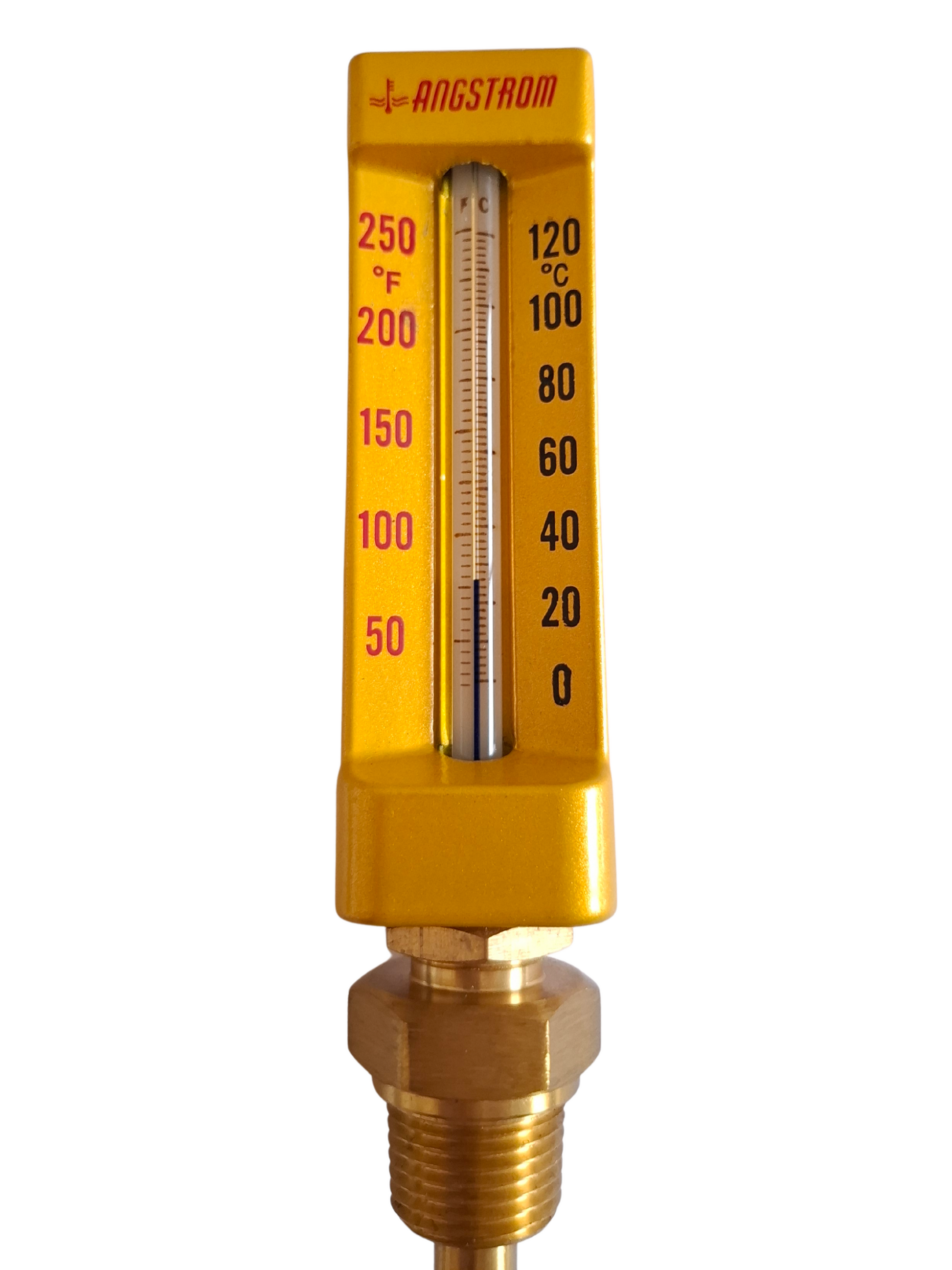Angstrom v-shape thermometer, dial 110mm, lm, 120C