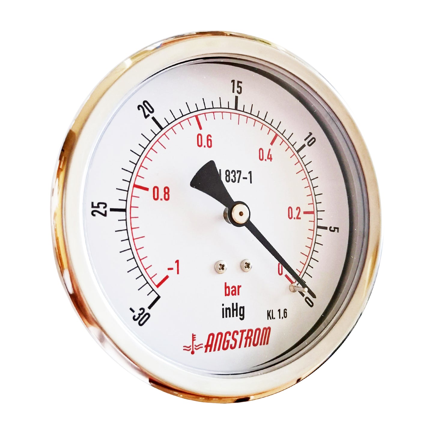 Angstrom vacuum pressure gauge, dial 100mm, center back mount
