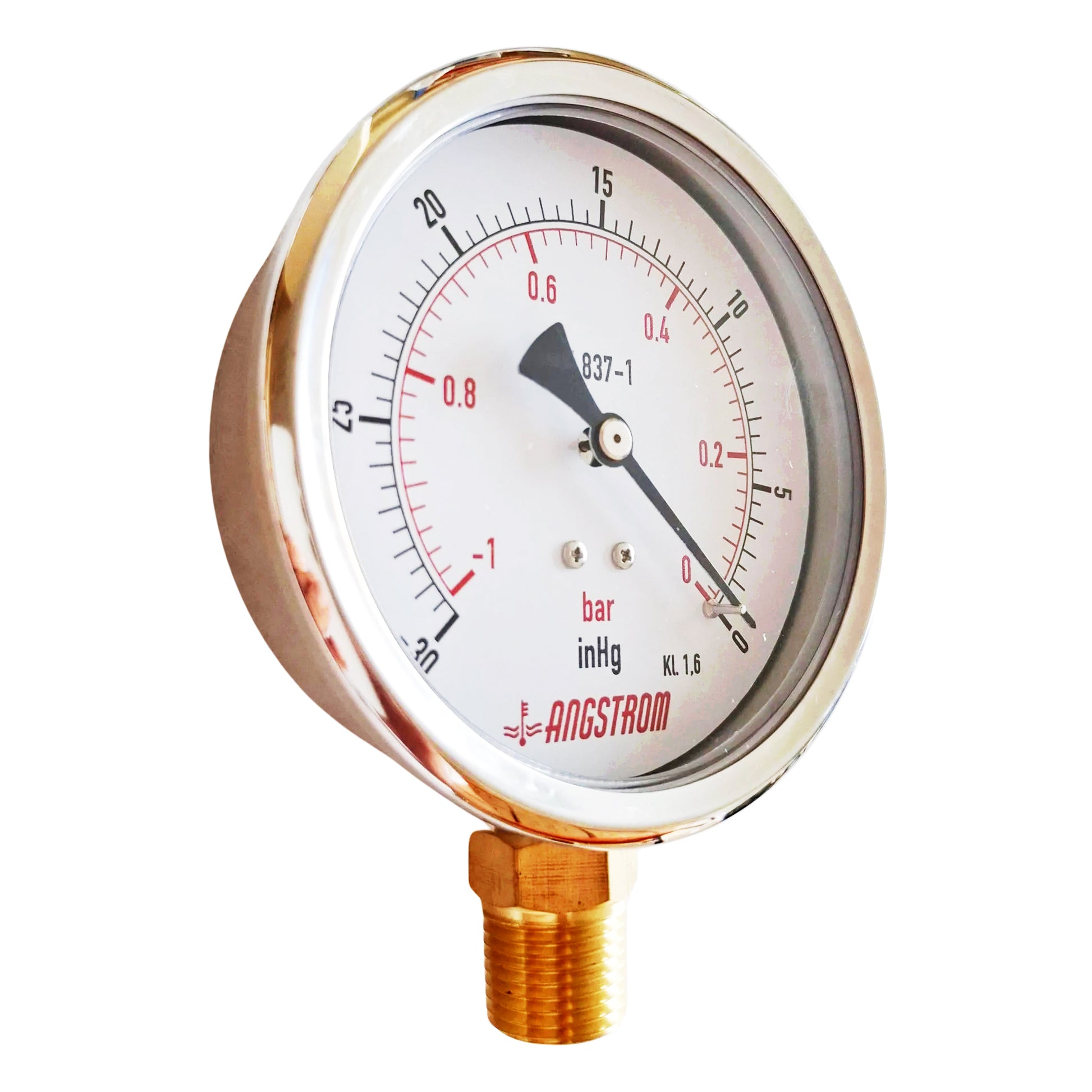 Angstrom vacuum pressure gauge, dial 100mm, lower mount