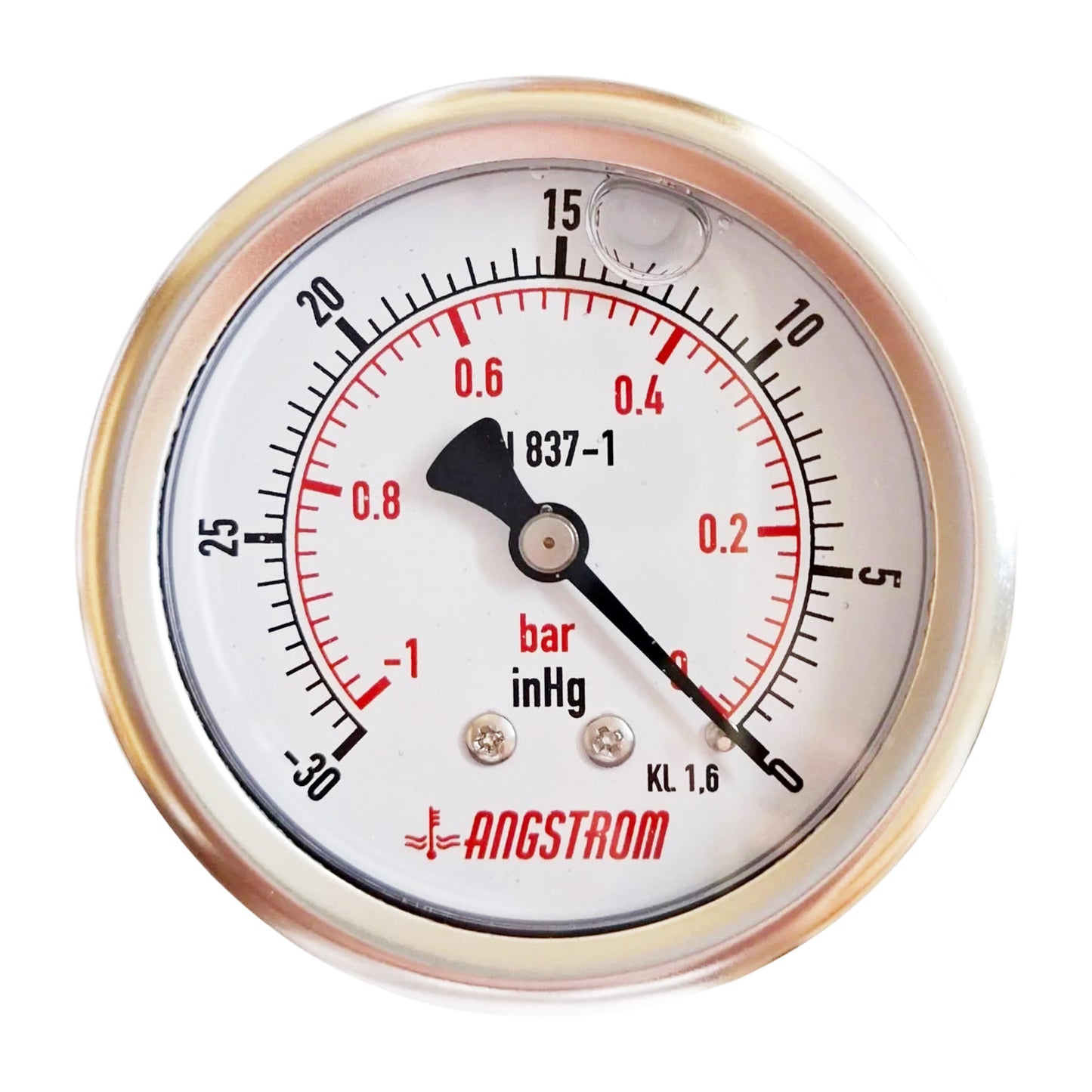 Angstrom vacuum pressure gauge, dial 63mm, center back mount