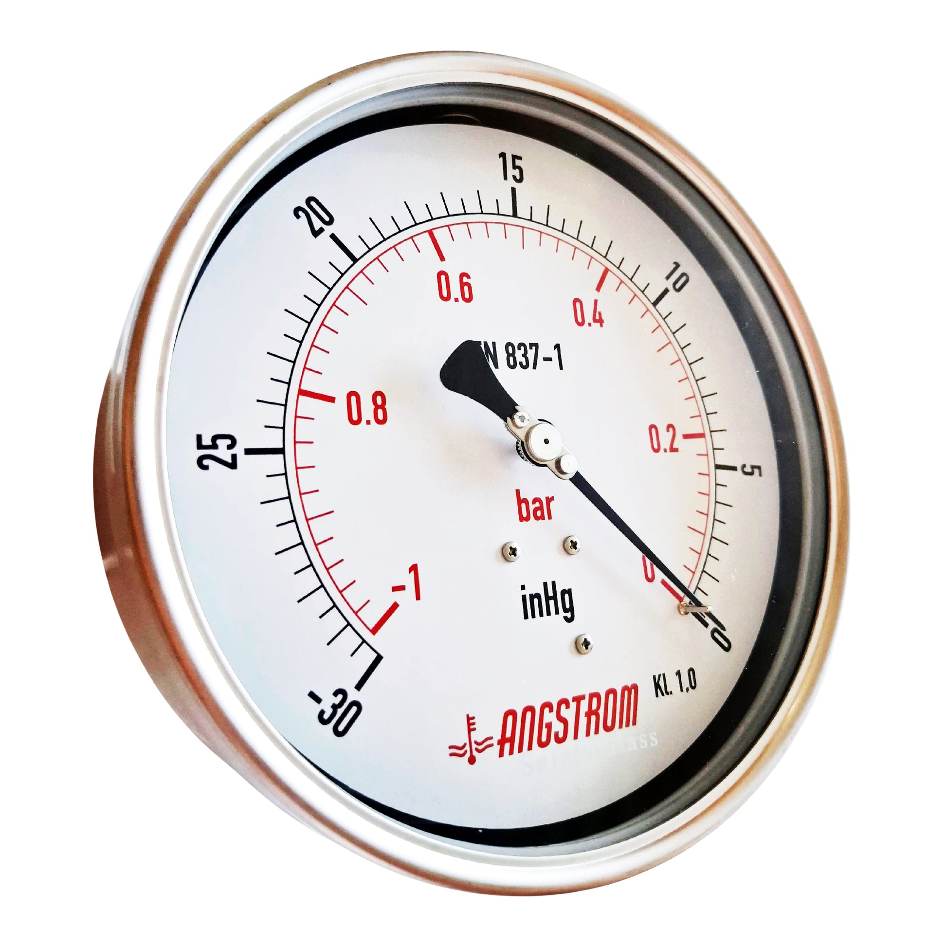 Angstrom vacuum pressure gauge, heavy duty, dial 160mm, lower back mount