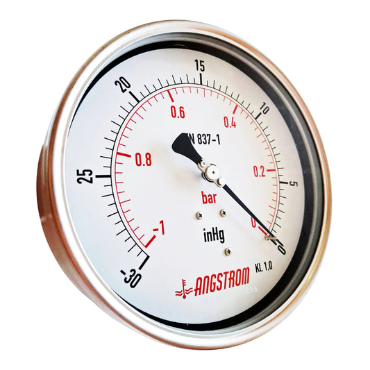 Angstrom vacuum pressure gauge, heavy duty, dial 160mm, lower back mount