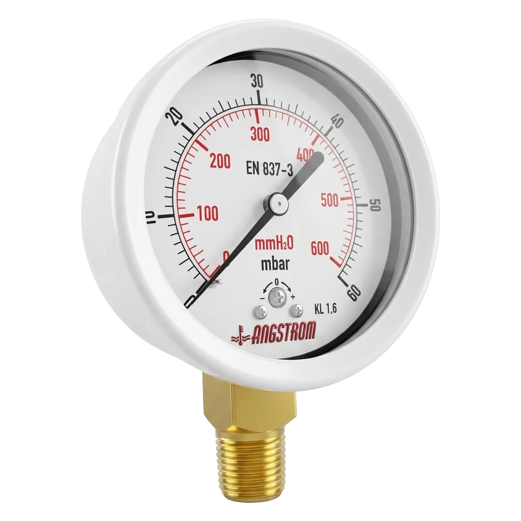 Capsule Pressure Gauge - 100mm (4") - 60–400mbar Bottom Entry for Low-Pressure HVAC & Gas Systems UAE