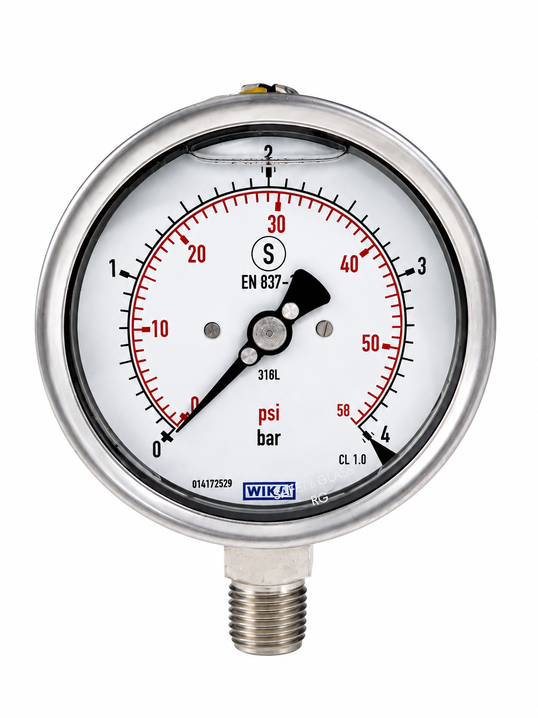 WIKA Pressure Gauge UAE 233 30 100 4 Bar 100mm Lower Mount WIKA Pressure Gauge UAE 233 30 100 4 Bar 100mm Lower Mount