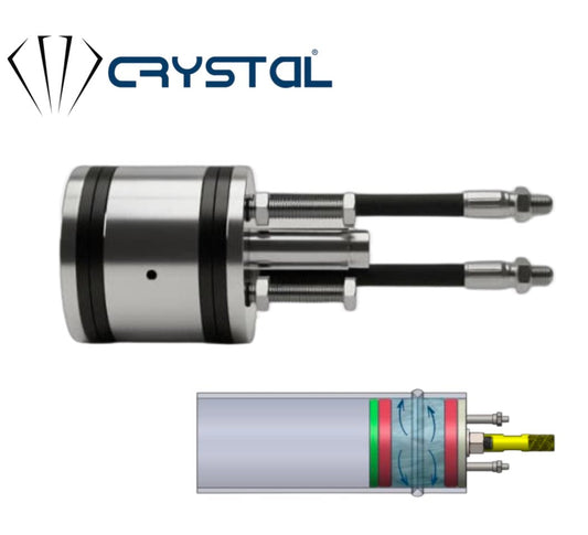 High pressure double block mechanical test plug with crystal logo on white background.